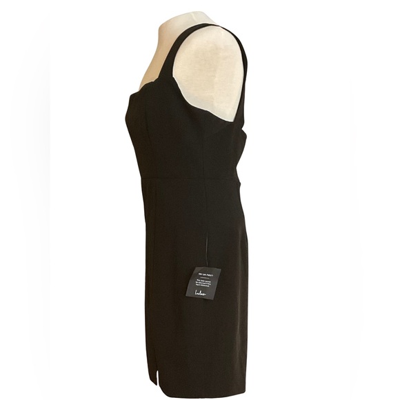 Lulus Black Square Neck Mini Dress Size L NWT Bodycon Sheath LBD Cocktail Party - Picture 6 of 12